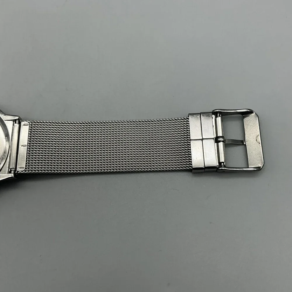 Kenneth Cole Mens Watch 42mm Silver Dial Stainless Mesh Band KCW3062 New Battery